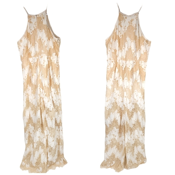 Entro linen and floral lace halter jumpsuit medium - Picture 2 of 11